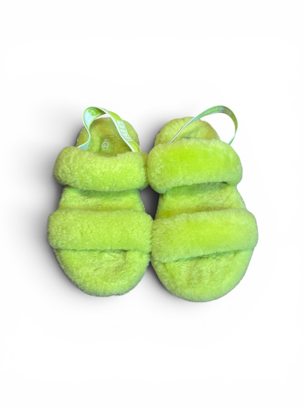 UGG Kids Fluff Neon Green Slide Sandals size 3